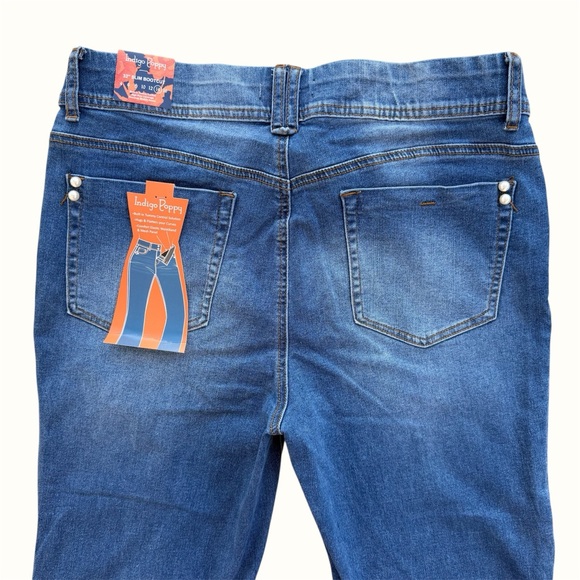 Indigo Poppy Pearl Bead Bootcut High-Rise Stretch Jeans ~ Women’s 14 - Picture 6 of 10